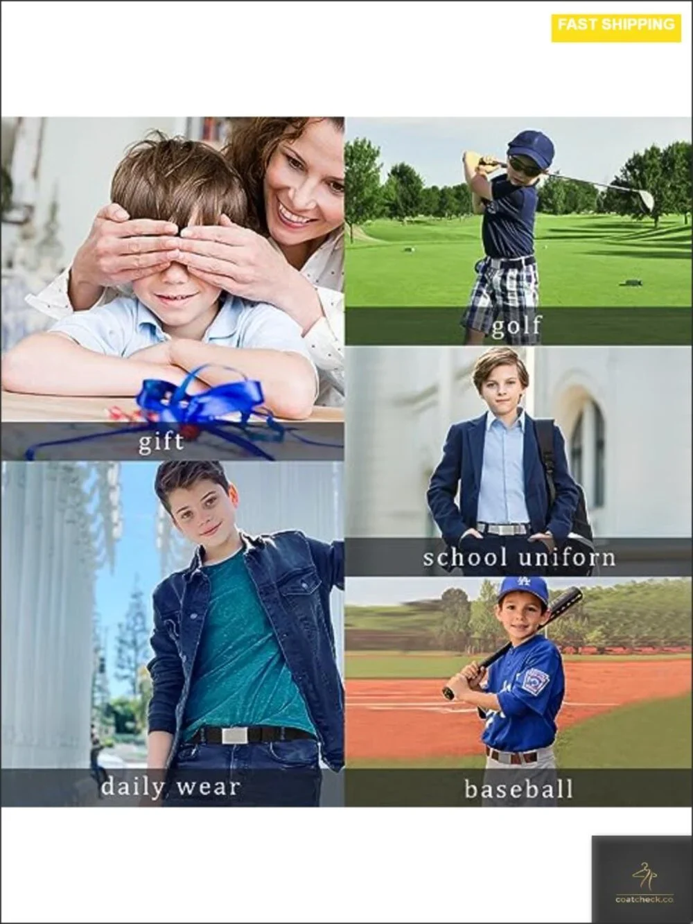 Boys Adjustable Canvas Belt with Silver Flip-Top Buckle